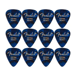 Fender Premium Celluloid 351 Shape Picks Extra Heavy Blue Moto 12 Pack