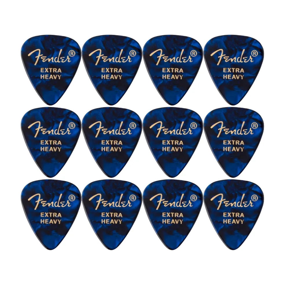 Fender Premium Celluloid 351 Shape Picks Extra Heavy Blue Moto 12 Pack