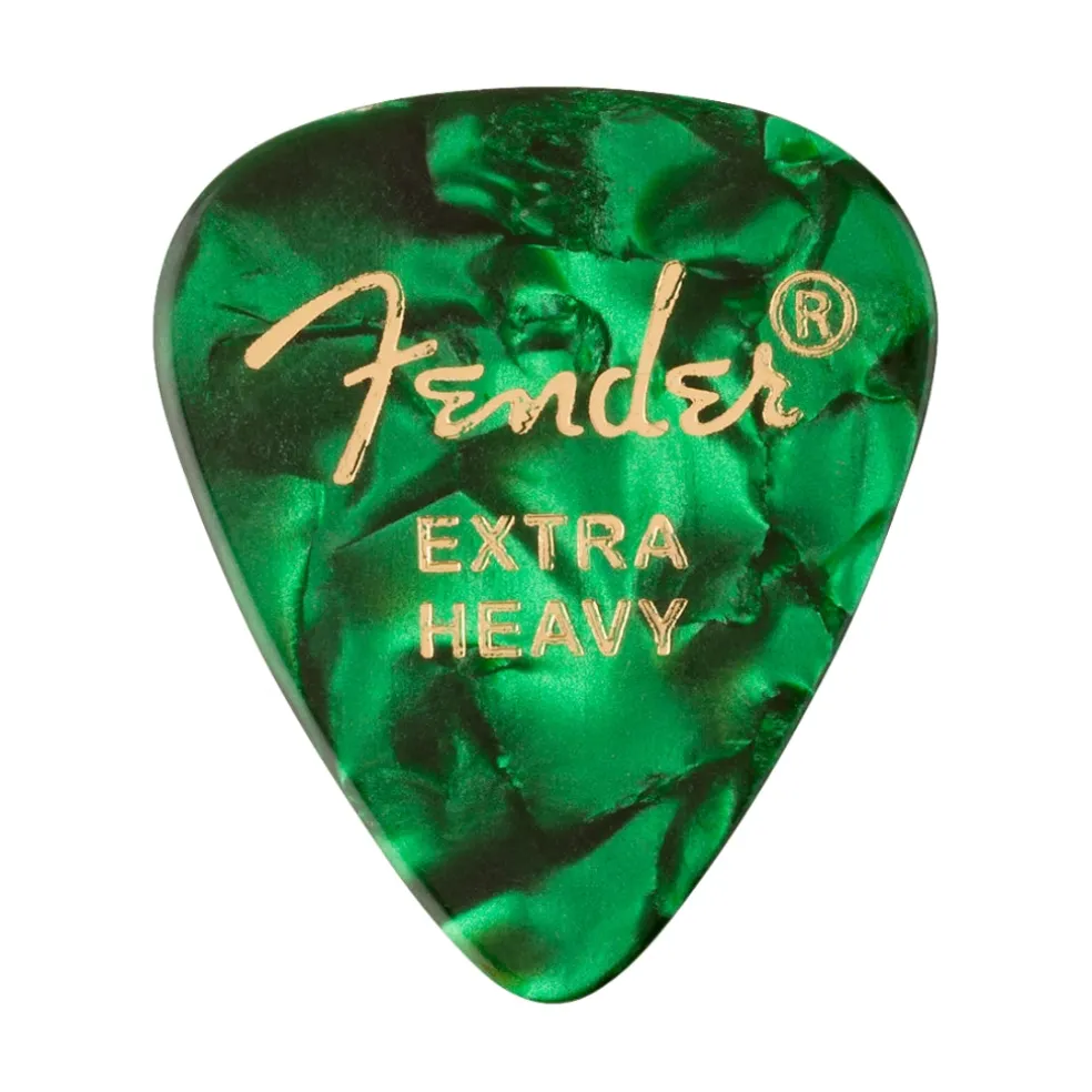 Fender Premium Celluloid 351 Shape Picks Extra Heavy Green Moto 12 Pack