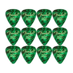 Fender Premium Celluloid 351 Shape Picks Extra Heavy Green Moto 12 Pack