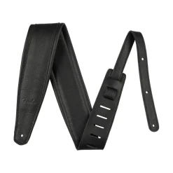 Fender Premium Leather Guitar Strap - Black, 3.5"