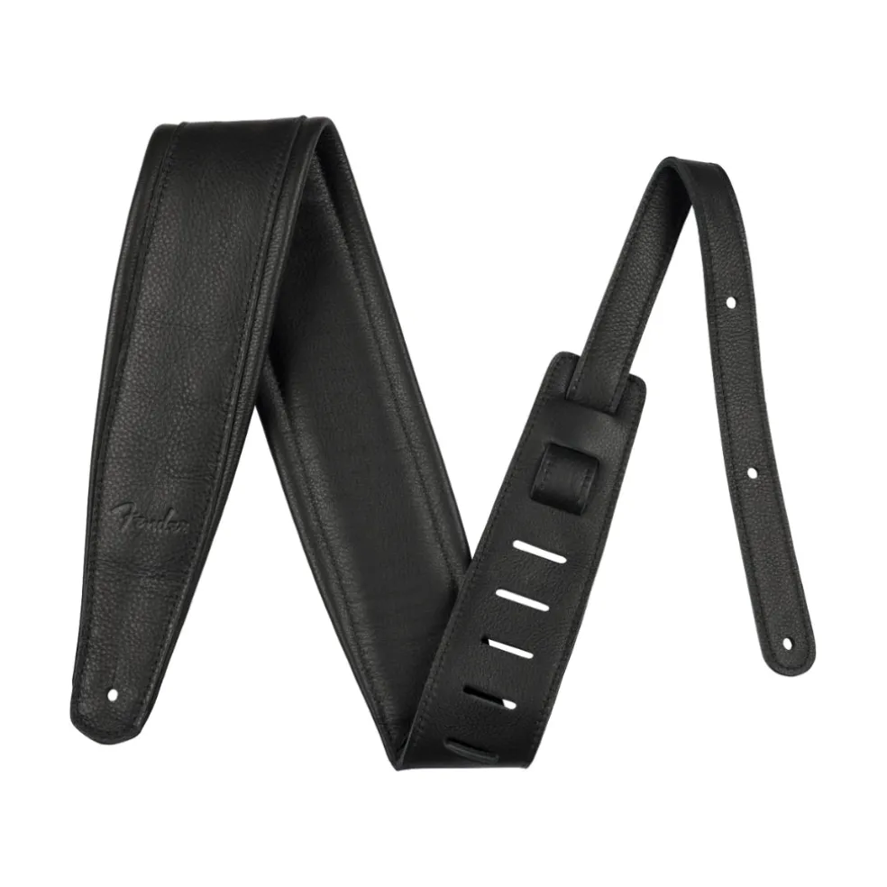Fender Premium Leather Guitar Strap - Black, 3.5"