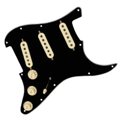 Fender Pre-Wired Strat Pickguard, Tex-Mex SSS, Black 11 Hole PG