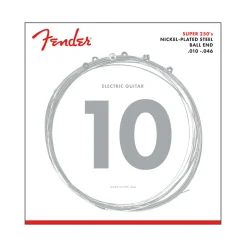Fender Super 250 Guitar Strings, Nickel Plated Steel, Ball End, 250R Gauges .010-.046, (6)