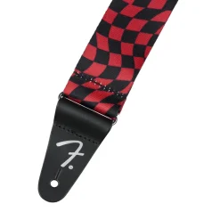 Fender Wavy Checkerboard Guitar Strap - Red and Black, 2"