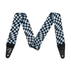 Fender Wavy Checkerboard Guitar Strap - Blue and Black, 2"