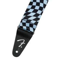 Fender Wavy Checkerboard Guitar Strap - Blue and Black, 2"