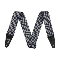 Fender Wavy Checkerboard Guitar Strap - Gray and Black, 2"