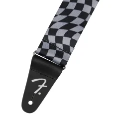 Fender Wavy Checkerboard Guitar Strap - Gray and Black, 2"