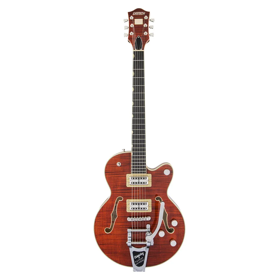 Gretsch - G6659TFM Players Edition Broadkaster® Jr. Center Block Single-Cut with String-Thru Bigsby® and Flame Maple - Bourbon Stain