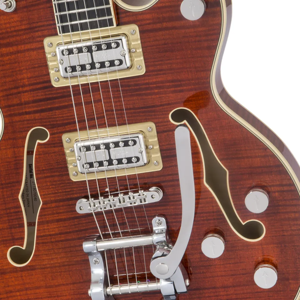 Gretsch - G6659TFM Players Edition Broadkaster® Jr. Center Block Single-Cut with String-Thru Bigsby® and Flame Maple - Bourbon Stain