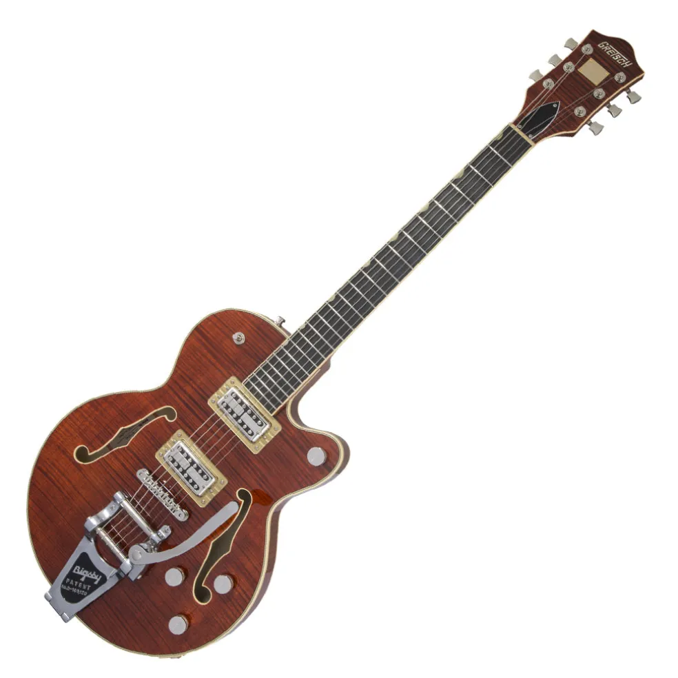Gretsch - G6659TFM Players Edition Broadkaster® Jr. Center Block Single-Cut with String-Thru Bigsby® and Flame Maple - Bourbon Stain