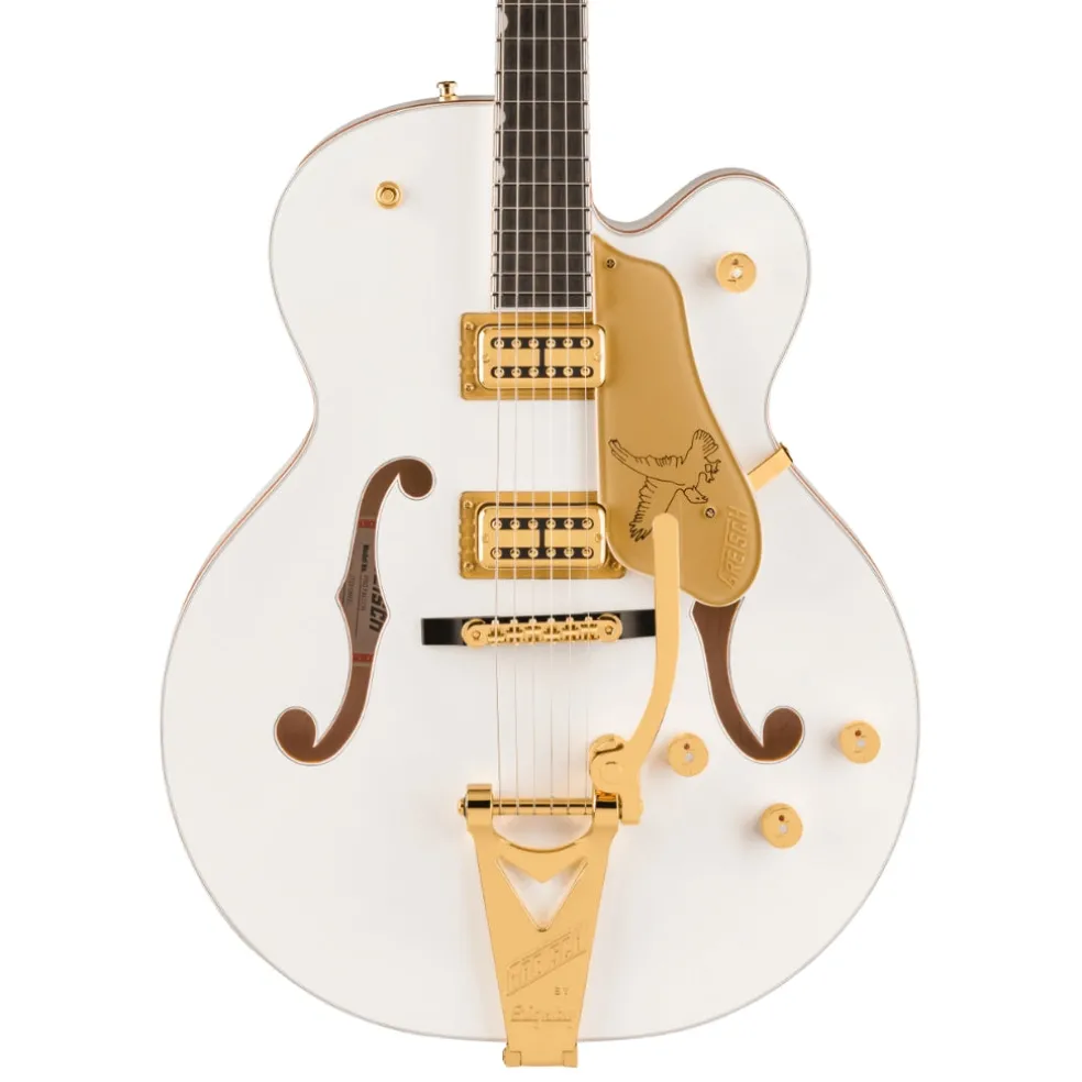 Gretsch Falcon Hollow Body Ebony Fingerboard with String Thru Bigsby and Gold Hardware - White