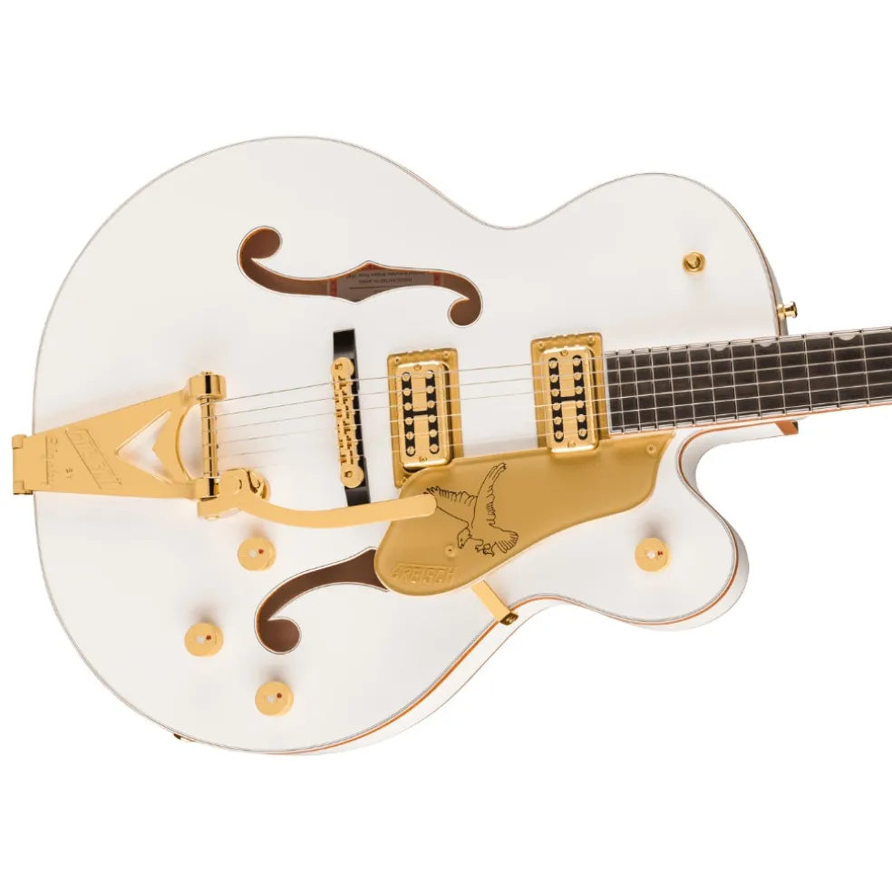 Gretsch Falcon Hollow Body Ebony Fingerboard with String Thru Bigsby and Gold Hardware - White