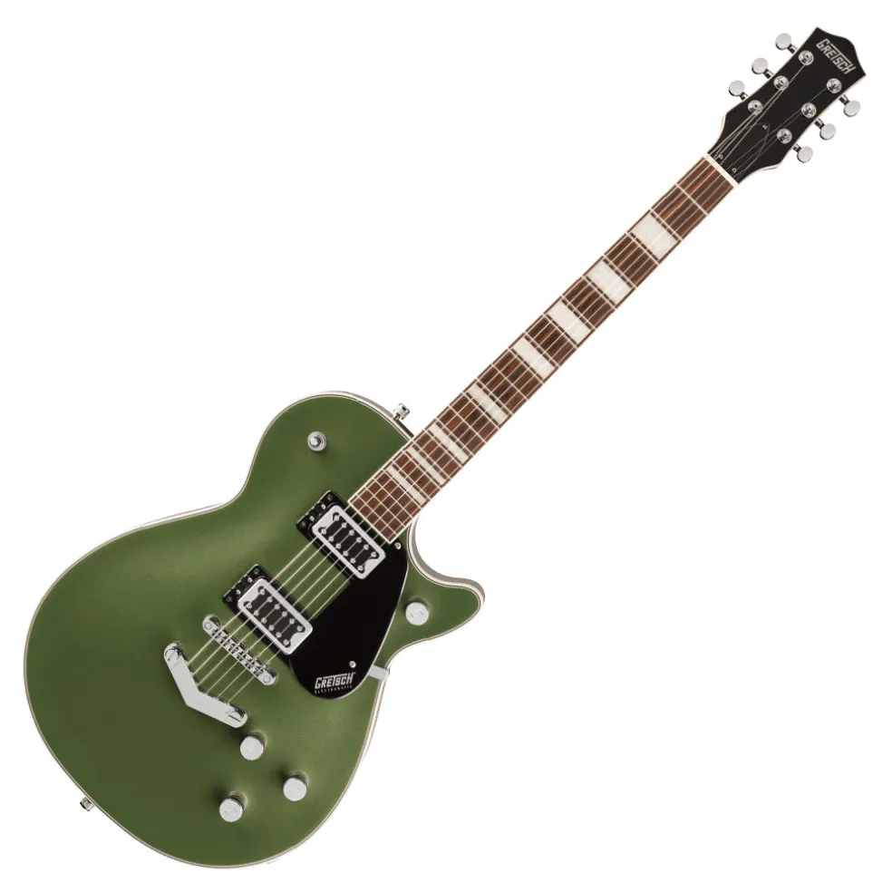 Gretsch G5220 Electromatic Jet Black Top Singlecut with V Stoptail and Laurel Fingerboard - Olive Metallic