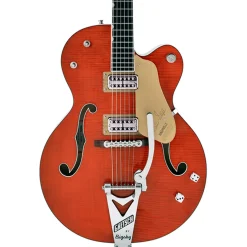 Gretsch G6120TFM-BSNV Brian Setzer Signature Nashville® Hollow Body with Bigsby® and Flame Maple, Ebony Fingerboard, Orange Stain