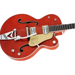 Gretsch G6120TFM-BSNV Brian Setzer Signature Nashville® Hollow Body with Bigsby® and Flame Maple, Ebony Fingerboard, Orange Stain
