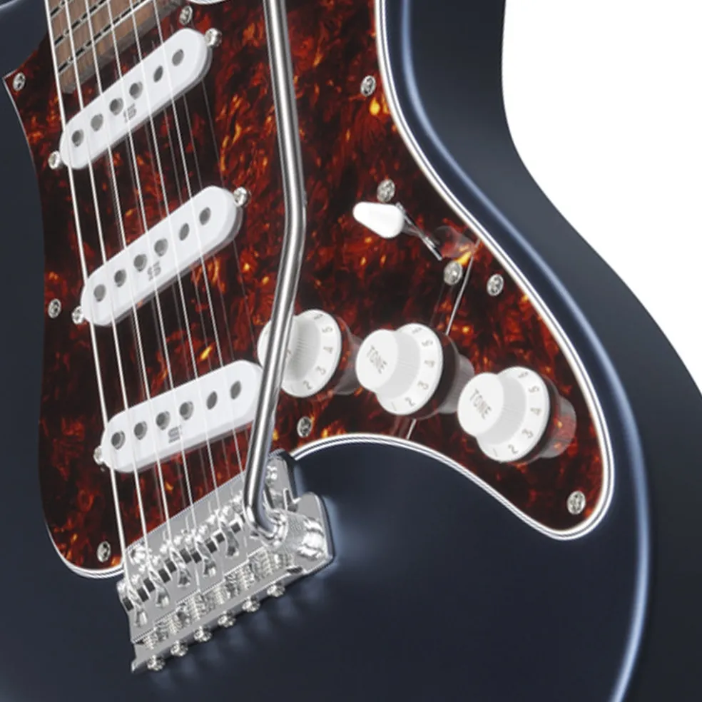 Ibanez AZ2203NT Electric Guitar with Rosewood Fretboard and Case - Dark Tide Blue Flat