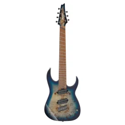 Ibanez RGMS7PB 7-String Electric Guitar with Poplar Burl Top and Jatoba Fretboard - Cosmic Blue Star Burst