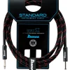 Ibanez SI10 BW Woven Guitar Cable w/ 2 Straight Plugs - 10ft (Black/Wine Red)