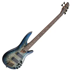 Ibanez SR6605 5-String Bass Mappa Burl Top with Rosewood Fretboard and Case - Ghost Fleet Blue Burst