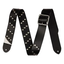 Jackson Diagonal Stud Leather Strap Black 2.5"