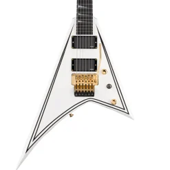 Jackson MJ Series Rhoads RR24MG, Ebony Fingerboard, White with Black Pinstripes