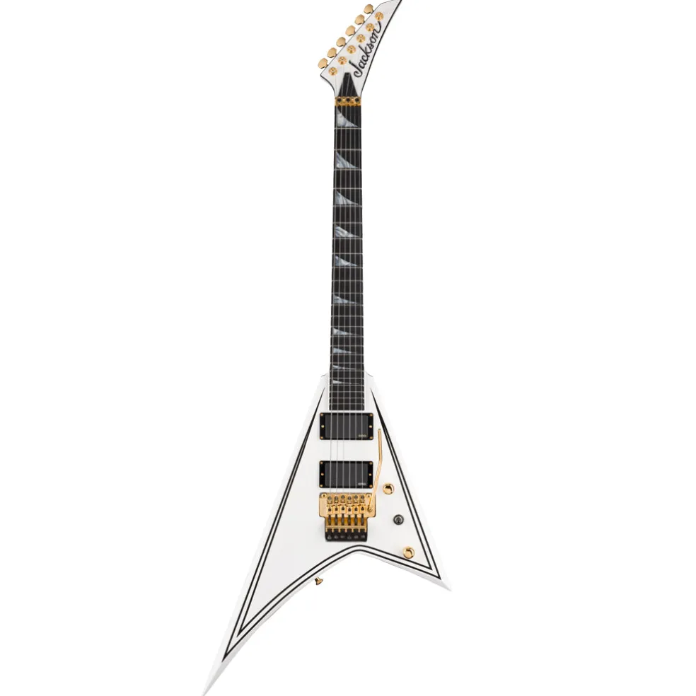 Jackson MJ Series Rhoads RR24MG, Ebony Fingerboard, White with Black Pinstripes