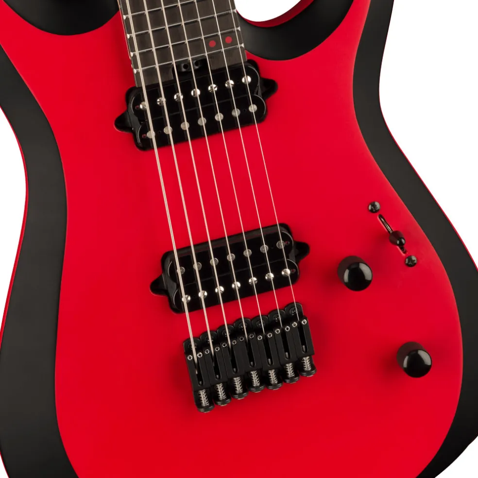 Jackson Pro Plus Series DK Modern MDK7 HT, Ebony Fingerboard, Satin Red with Black bevels