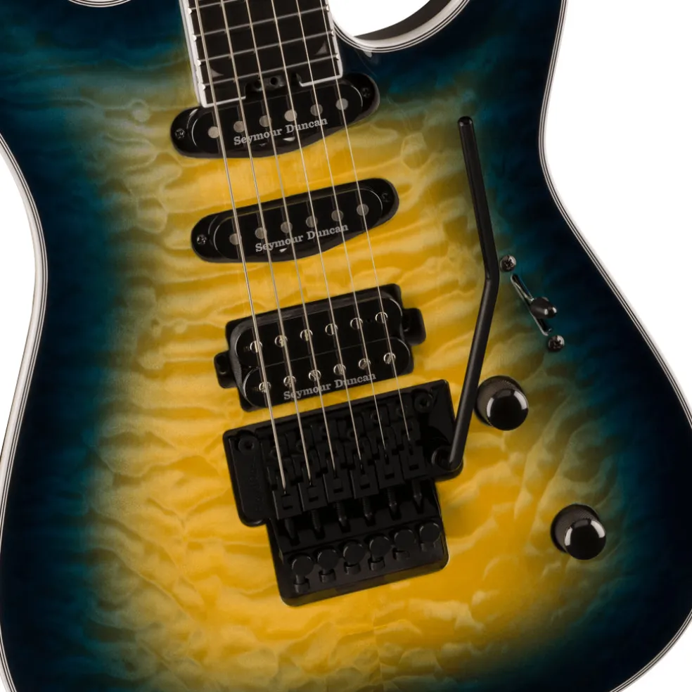 Jackson Pro Plus Series Soloist™ SLA3Q, Ebony Fingerboard, Amber Blue Burst