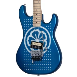 Kramer - Baretta Reverse Headstock Electric Guitar with Soft Case - White Lotus Custom Graphic White/Candy Blue