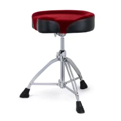 Mapex Drum Throne Saddle 17" 4" Thick Double Braced with Red Cloth Top