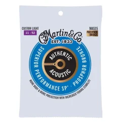 Martin MA535 Authentic SP 92/8 Custom Light Phosphor Bronze Acoustic Guitar Strings 11-52