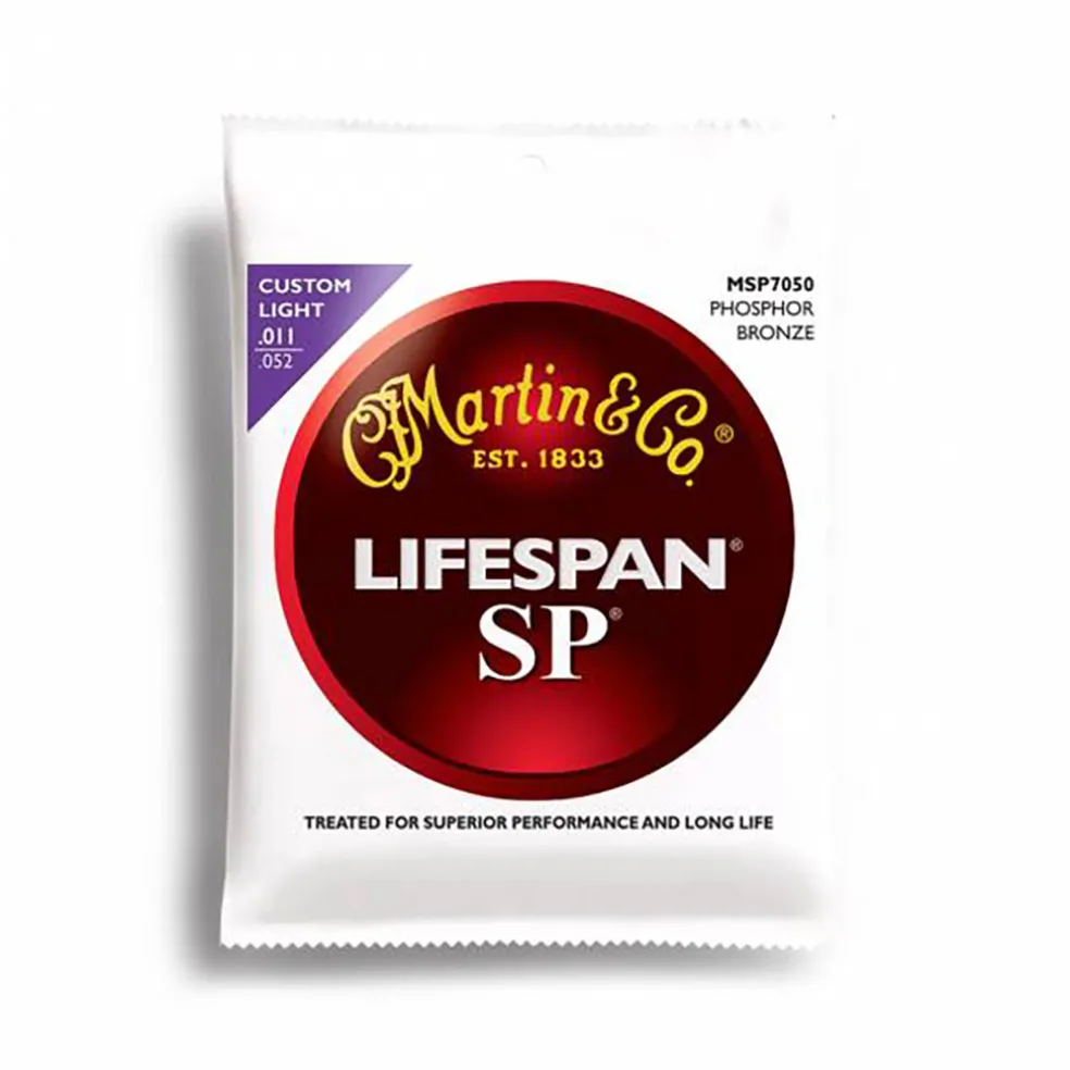 Martin MSP7050 - SP Lifespan 92/8 Phosphor Bronze Custom Light 11-52 Acoustic Guitar Strings