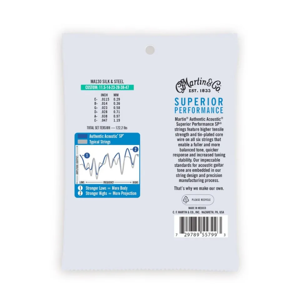 Martin Silk & Steel Acoustic Strings - 11.5 - 47