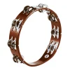 Meinl Traditional Wood Tambourine, Steel Jingles: 2 Rows, African Brown