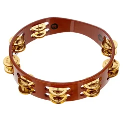 Meinl Traditional Wood Tambourine, Steel Jingles: 2 Rows, African Brown