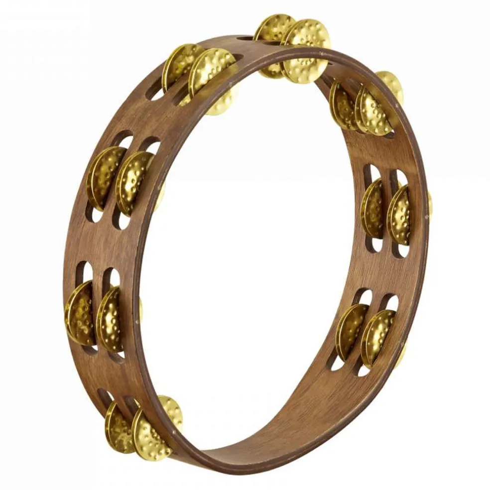 Meinl Wood Tambourine With 2 Rows Hamm Brass - Walnut Brown