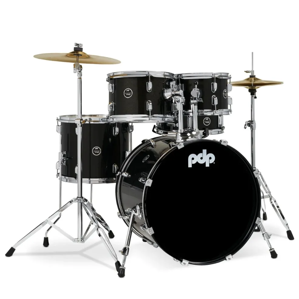 PDP Centerstage Series 20" 5 Piece Drum Kit Iridescent Black Sparkle with Hardware Cymbals and Thone