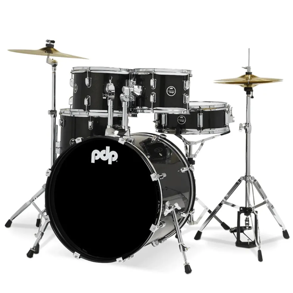 PDP Centerstage Series 20" 5 Piece Drum Kit Iridescent Black Sparkle with Hardware Cymbals and Thone