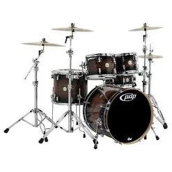 PDP Concept Maple Exotic 5-Piece Drum Kit Pack In Charcoal Burst Over Walnut w/Hardware, DW 3000 Throne & Evans Heads