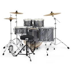 PDP Mainstage 5-Piece Complete Drum Set with Hardware and Cymbals - Twisted Graphite