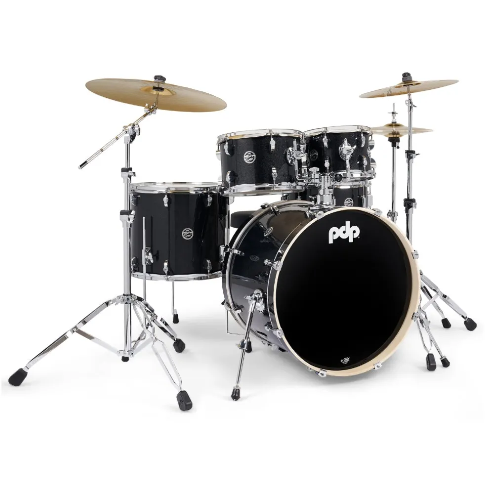 PDP Mainstage 5-Piece Complete Drum Set with Hardware and Cymbals - Black Sparkle