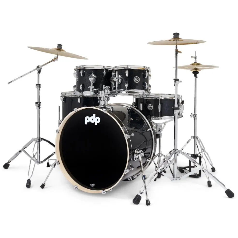 PDP Mainstage 5-Piece Complete Drum Set with Hardware and Cymbals - Black Sparkle