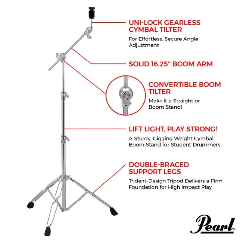Pearl BC-830 Boom Cymbal Stand w/ Uni-Lock Tilter