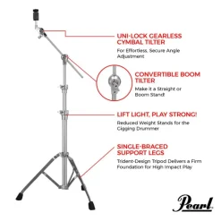 Pearl BC-930S Cymbal Boom Stand - Single Braced