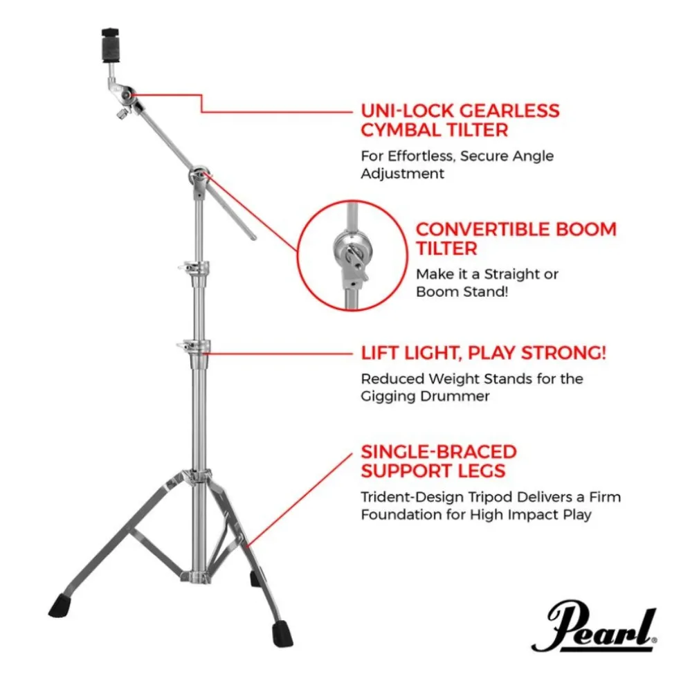 Pearl BC-930S Cymbal Boom Stand - Single Braced