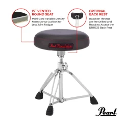 Pearl D1500 15" Vented Round Blue Cloth Drum Throne