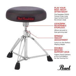 Pearl D1500 15" Vented Round Blue Cloth Drum Throne