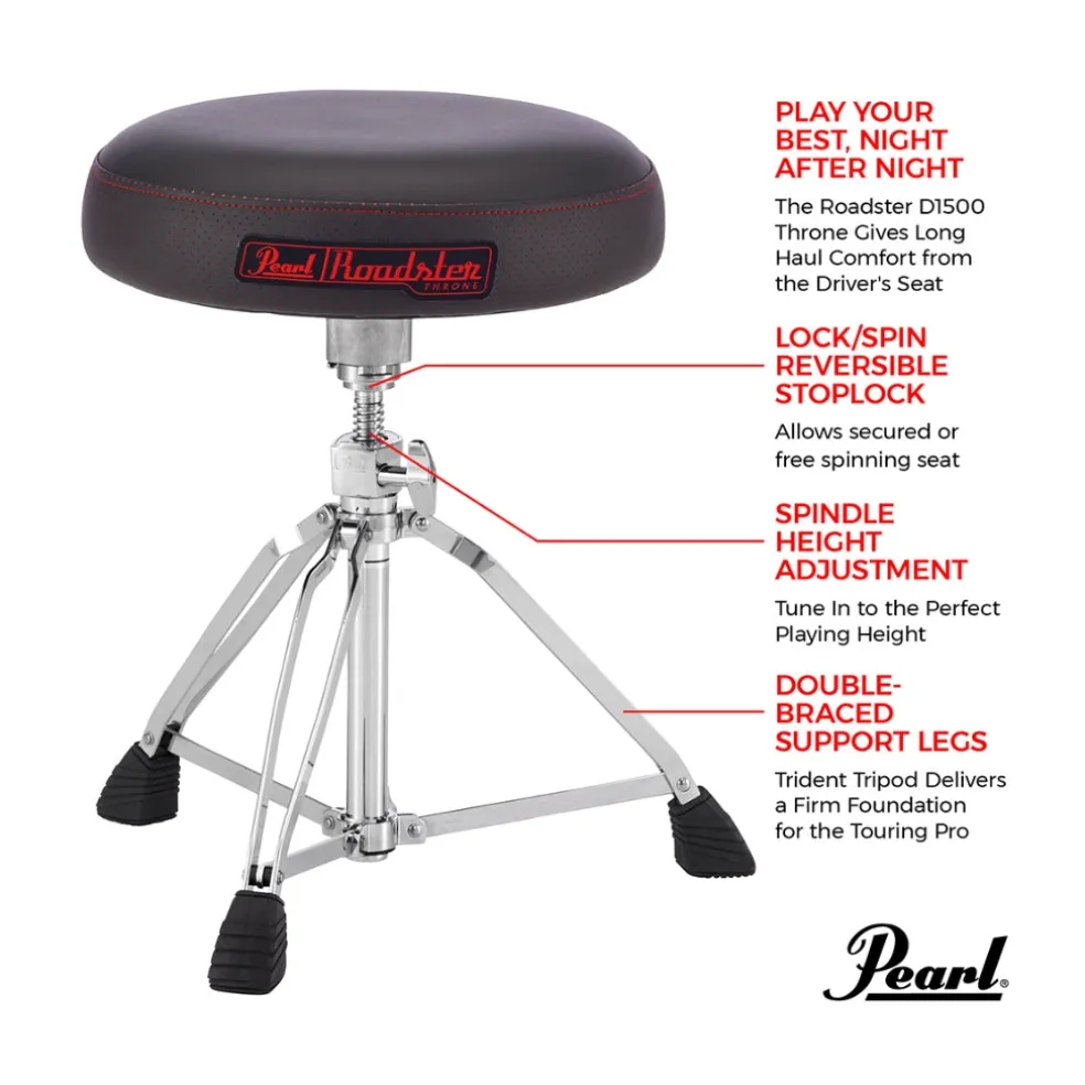 Pearl D1500 15" Vented Round Blue Cloth Drum Throne